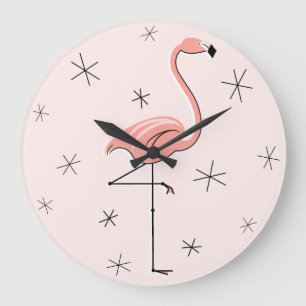Grande Horloge Ronde Cadran rose flamant rose