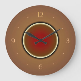 Grande Horloge Ronde Cadran tan avec centre rouge>Horloges murales simp