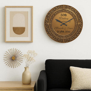 Grande Horloge Ronde Cadre baroque doré vintage 50 ans anniversaire de 