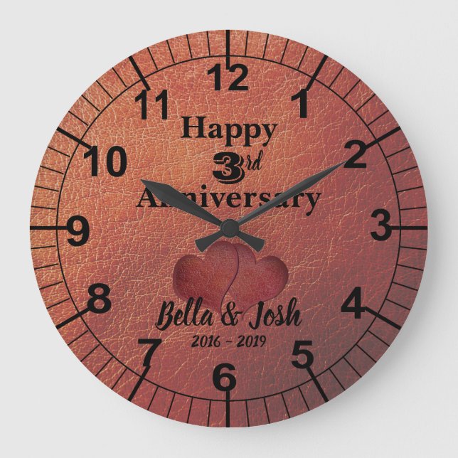 Grande Horloge Ronde Cadre de l'Horloge de 3e Anniversaire de Mariage T (Recto)