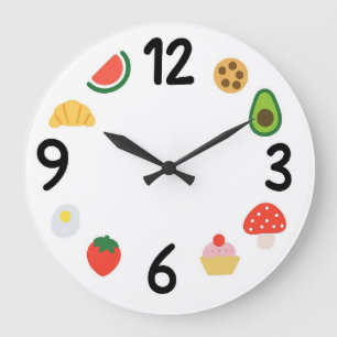 Grande Horloge Ronde Cadre de montre alimentaire mignon – Numéros Kawai