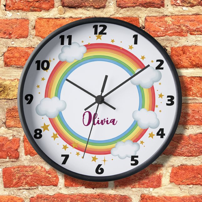 Grande Horloge Ronde Cadre de nom arc-en-ciel Cercle pour filles (Créateur téléchargé)