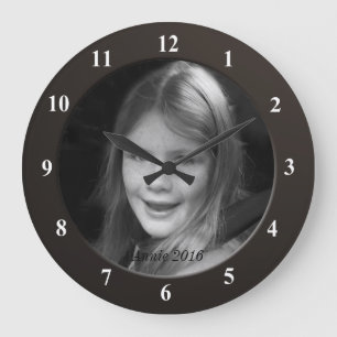 Grande Horloge Ronde Cadre noir fait sur commande personnel de photo et