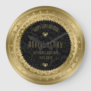 Grande Horloge Ronde Cadres de dentelle jaune or 25e anniversaire Maria