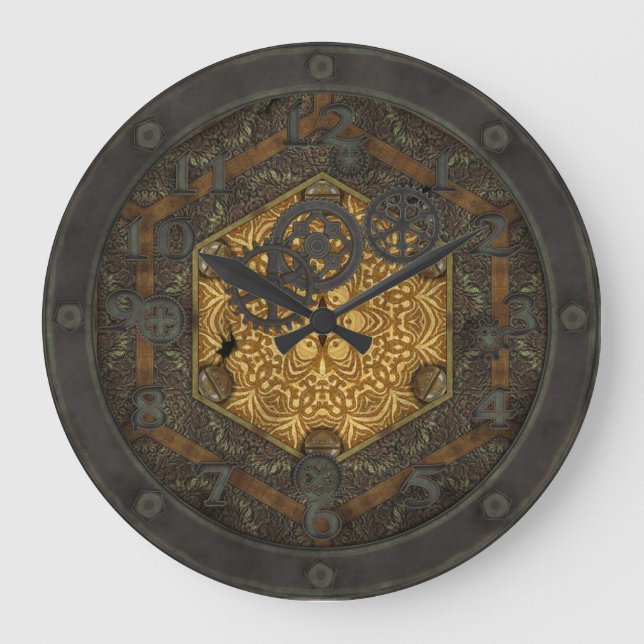 Grande Horloge Ronde Cadres Steampunk avec visage (Recto)
