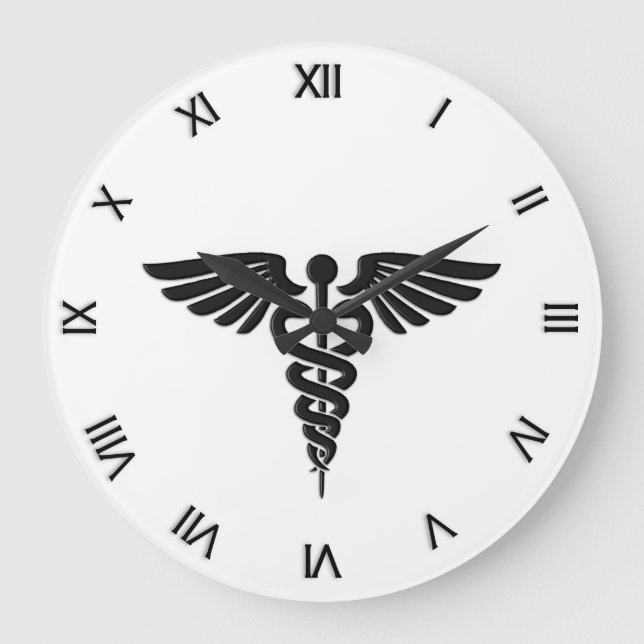 Grande Horloge Ronde Caduceus Insignia Médicale Numéros romains (Recto)
