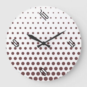 Grande Horloge Ronde Café Profond à pois Moderne Blanc