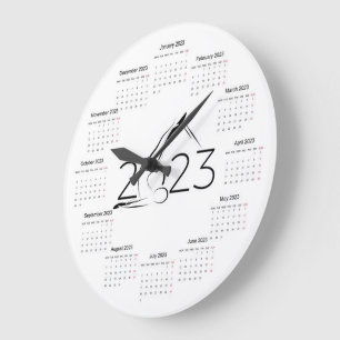 Grande Horloge Ronde Calendrier 2023 pour instructeur Pilates
