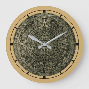 Grande Horloge Ronde Calendrier zodiaque Aztec Sun Stone