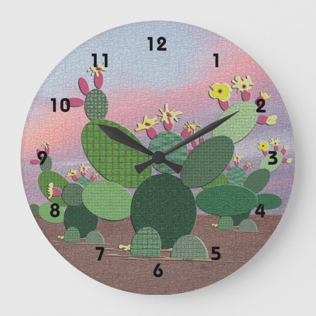 Grande Horloge Ronde Calico Cactus (Recto)