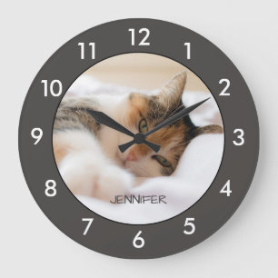 Grande Horloge Ronde Calico Cat