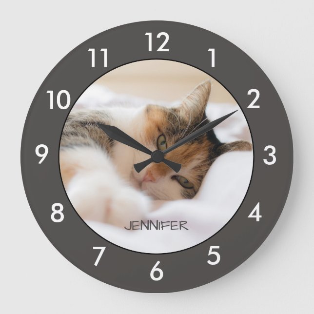 Grande Horloge Ronde Calico Cat (Recto)
