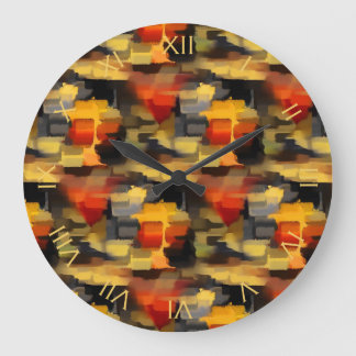 Grande Horloge Ronde Calico Paint Squares