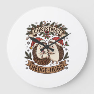 Grande Horloge Ronde Calins de haie de Noël Chapeaux de Père Noël Floco