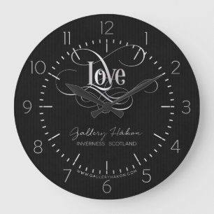 Grande Horloge Ronde Calligraphie Script Tourbillonnant Amour Argent su