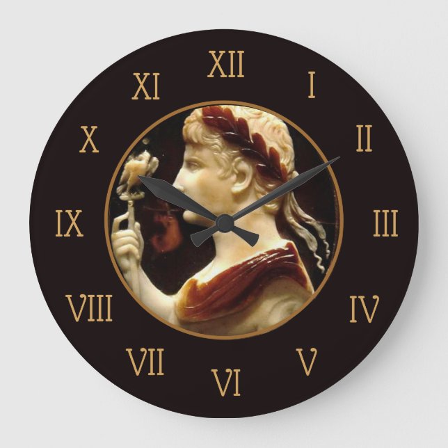 Grande Horloge Ronde Cameo élégant de l'empereur romain Octavien August (Recto)
