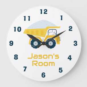Grande Horloge Ronde Camion à benne jaune moderne