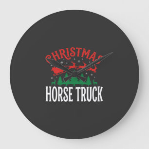 Grande Horloge Ronde Camion à chevaux de Noël Père Noël Traîneau