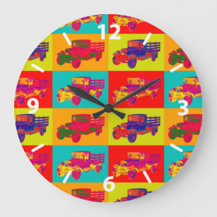 Grande Horloge Ronde Camion Chevy bleu 1929 1 tonne Pop Art