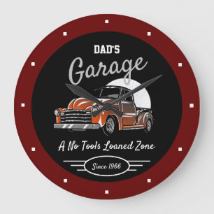 Grande Horloge Ronde Camion classique Chevy Garage papa's Any Name Dark