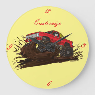 Grande Horloge Ronde Camion de boue à 4 roues Thunder_Cove