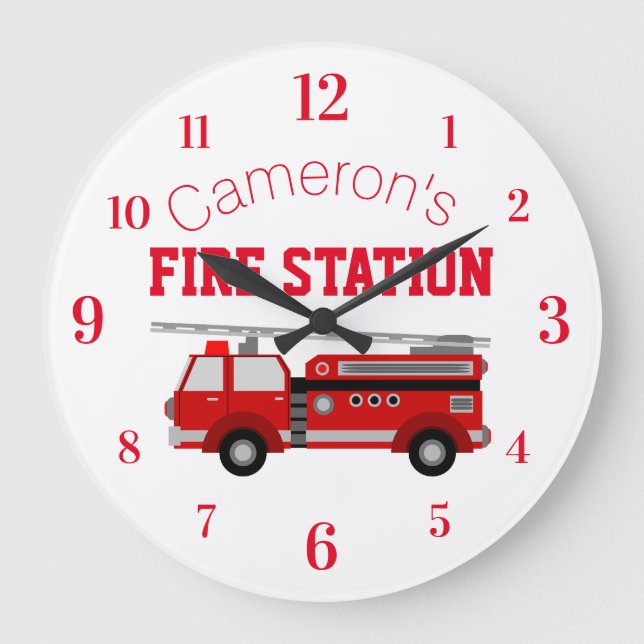 Grande Horloge Ronde Camion feu rouge avec votre propre nom personnalis (Recto)