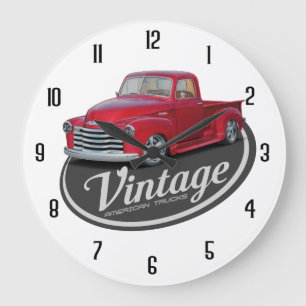Grande Horloge Ronde Camion rouge vintage