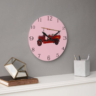 Grande Horloge Ronde Camion Vintage Rouge Avec Échelle De Survol,
