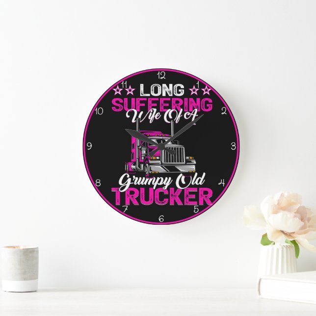 Grande Horloge Ronde Camionneur Grumpy de la femme qui souffre longtemp (Maison)