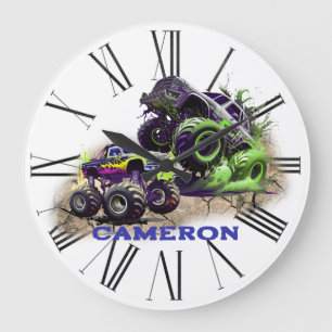 Grande Horloge Ronde Camions Monster dans la boue
