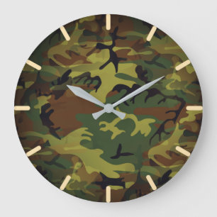 Grande Horloge Ronde Cammo vert