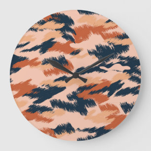 Grande Horloge Ronde Camouflage Abstrait : Papier peint Vintage sans co