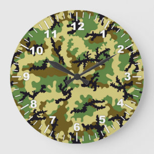 Grande Horloge Ronde Camouflage des bois