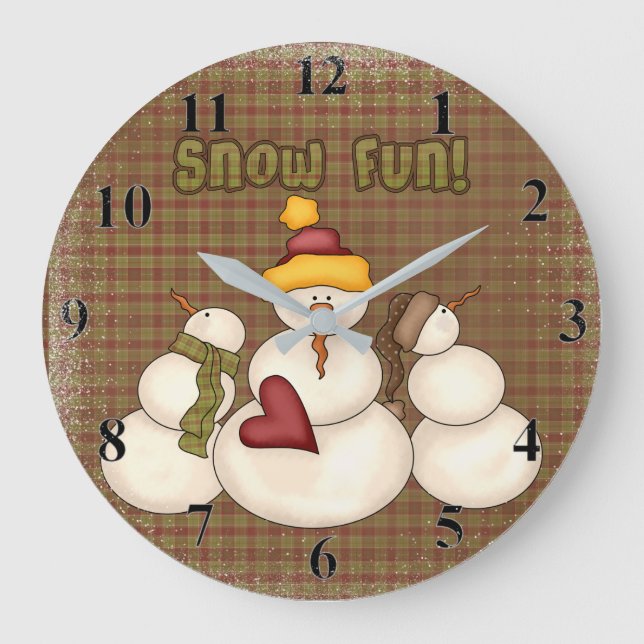 Grande Horloge Ronde Campagne primitive Snowman SNOWFUN (Recto)