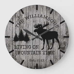 Grande Horloge Ronde Campagne Rustique en Bois Vivant sur le Temps de l