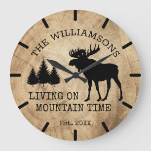 Grande Horloge Ronde Campagne rustique en bois vivant sur l'heure de mo