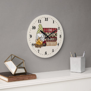 Grande Horloge Ronde camper ajouter nom de famille gnome