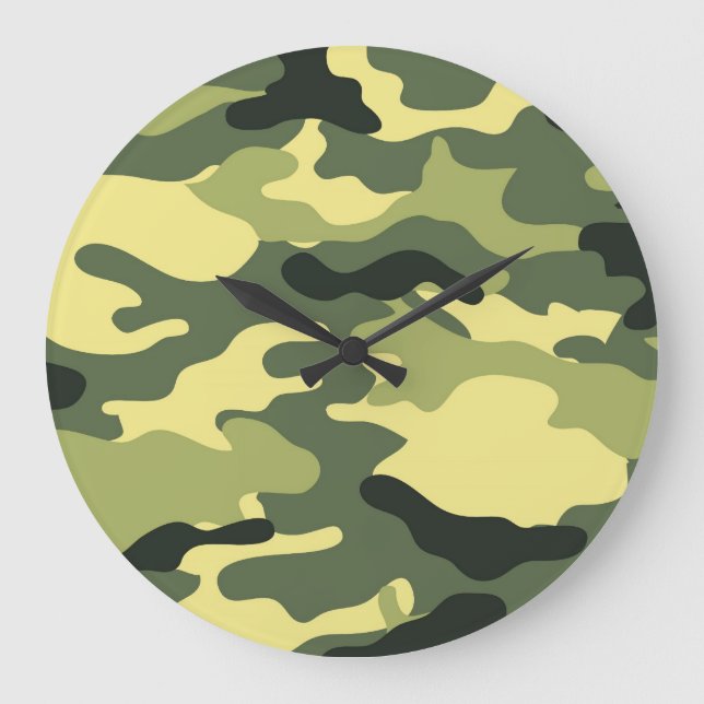 Grande Horloge Ronde Camping Chasse Camouflage vert (Recto)