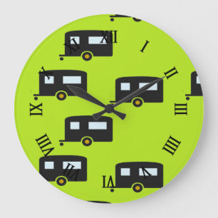 Grande Horloge Ronde Camping remorques en vert