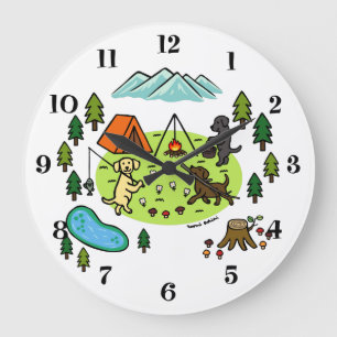 Grande Horloge Ronde Camping Trois Labradors