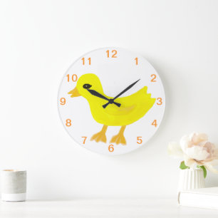 Grande Horloge Ronde Canard en caoutchouc jaune bébé