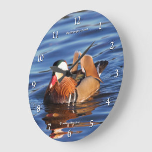 Grande Horloge Ronde Canard mandarin magnifique à l'étang
