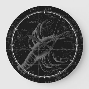Grande Horloge Ronde Cancer Constellation Vintage Engraving Hevelius