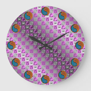 Grande Horloge Ronde Cancer & Coq de Bois