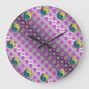 Grande Horloge Ronde Cancer & Coq de Métal