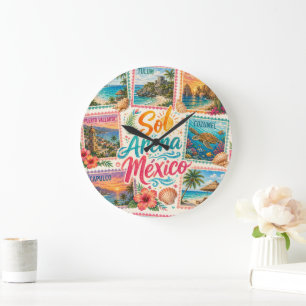 Grande Horloge Ronde Cancun Soleil Sable Mexique Plages Tropicales Magn