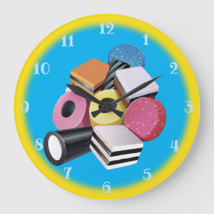 Grande Horloge Ronde Candy Allsorts. Large wall clock. Yellow & black.