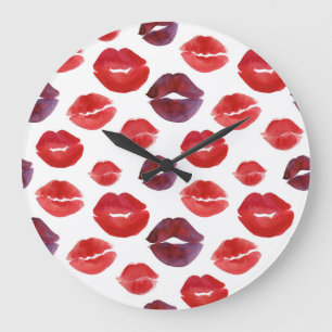 Grande Horloge Ronde Canne à lèvres Valentine, Aquarelle Impression tra