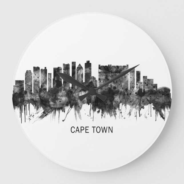 Grande Horloge Ronde Cap Afrique du Sud Skyline BW (Recto)