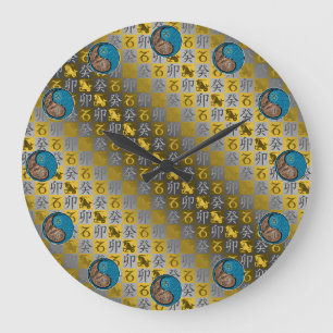 Grande Horloge Ronde Capricorne & Lapin d'Eau